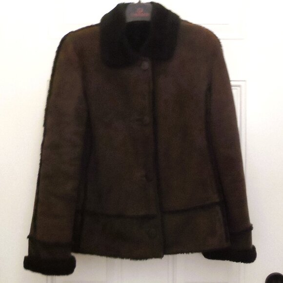 DANIER - dark brown  shearling sheepskin leather coat/ jacket - Picture 1 of 13